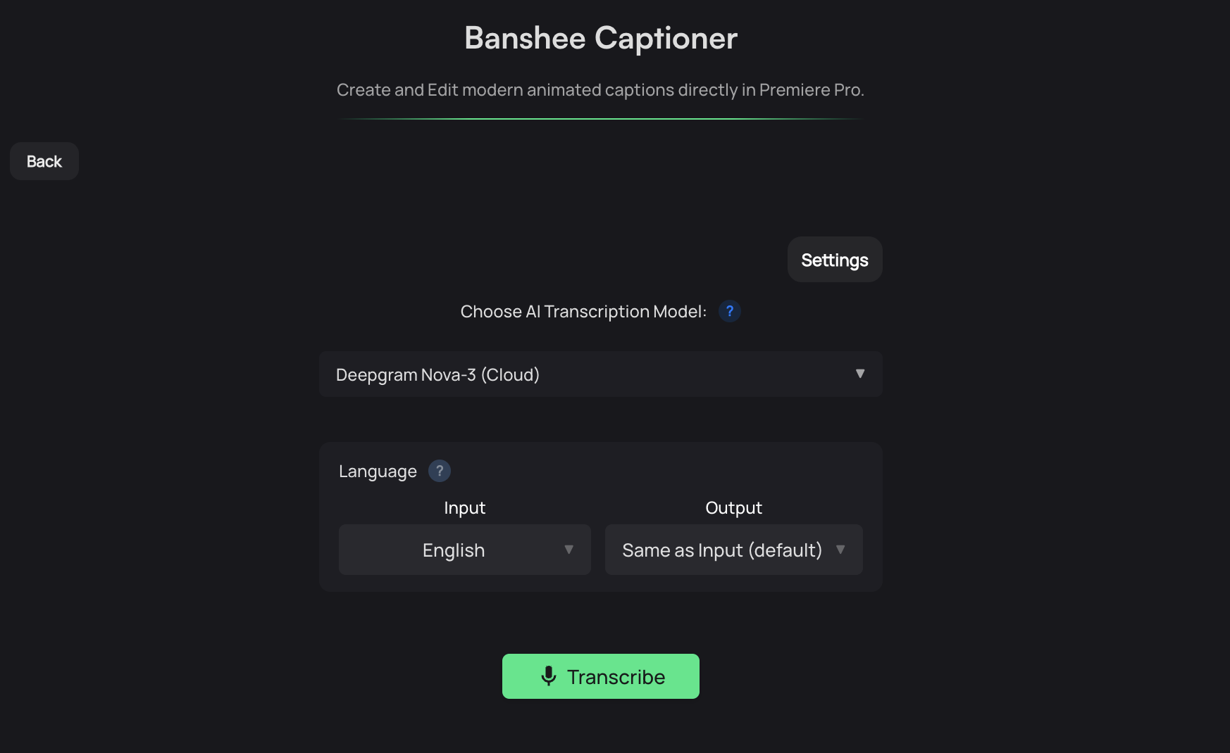 Echoe Scribe AI Transcription interface
